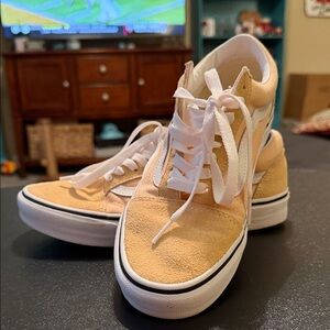 Vans Women's Peach and White Athletic Sneakers